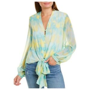 Vince Camuto Bubble Sleeves Tye  Dye blouse Size Large